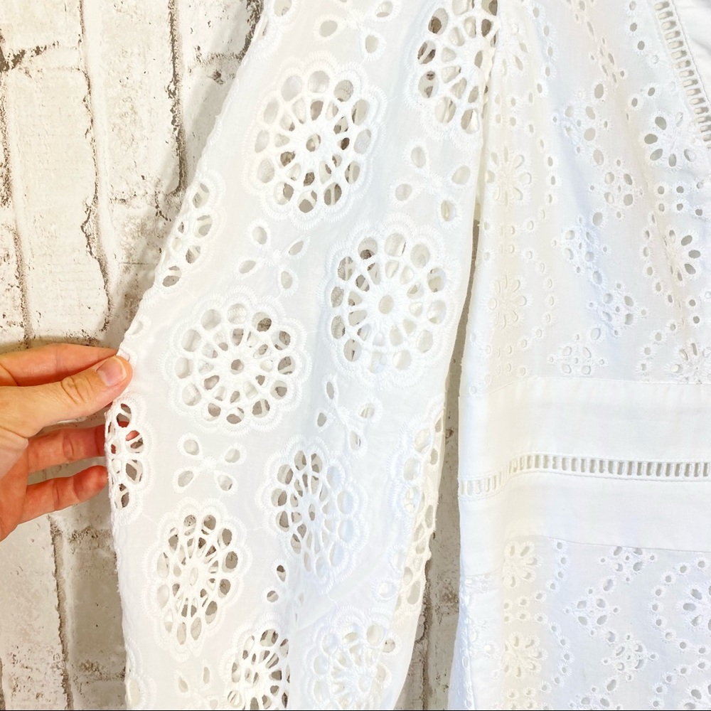 NWT Banana Republic white eyelet puff sleeve dress - Picture 4 of 13
